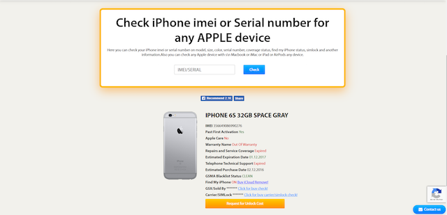 Check IMEI iphone