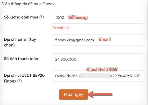 Nạp tiền Finoex trên Muabanusdt.co